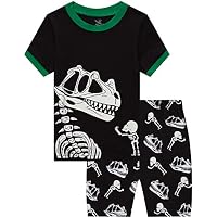 Boys Dinosaurs Pajamas Children Summer Glow in The Dark T-Rex Clothes Kids 2 Pieces Short Set Size 3t