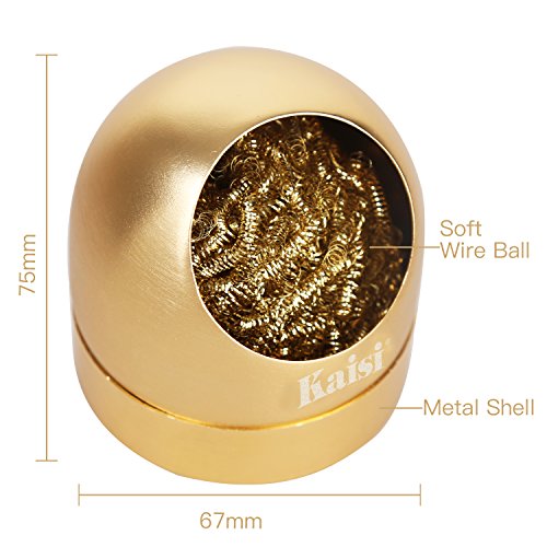 Kaisiking Soldering Iron Tip Cleaner Solder Tip Cleaning Wire and Holder Station Soft Coiled Brass with 3 Pcs Solder Tip Cleaning Wire and 1 Pcs Holder For Cleaning Soldering Irons and Tips