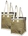 Earthwise Insulated Lunch Bag Tote Eco Friendly Jute Lunch Bag w/Zippered Top Closure (Set of 2)