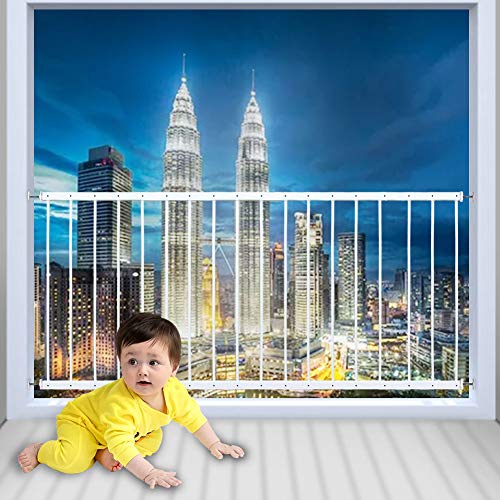 WAOWAO Window Security Guards for Kids Youngsters Baby Toddler Pets Proof Additional Large White Stress Safety Window Guard Gate for Dwelling Match 31.50″-86.62″ Sliding Home windows (4 Piece(86.61″-111.81″))