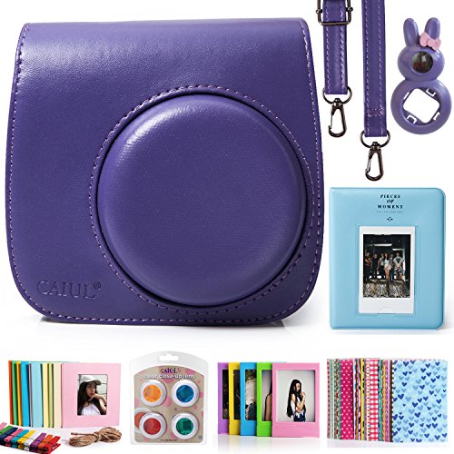 CAIUL 7 in 1 Fujifilm Instax Mini 8 Film Camera Accessories Bundle(Purple Instax Mini 8 Case/ Mini Album/ Close-Up Selfie Lens/ 4 colors Close-Up Lens/ Wall Hang Frames/3 inch Frame/ Film Stickers)