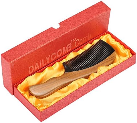 DAILYCOMB Green Sandalwood Hair Comb | Anti-Static Detangling Natural Aroma Handmade Wooden Buffalo Horn Comb
