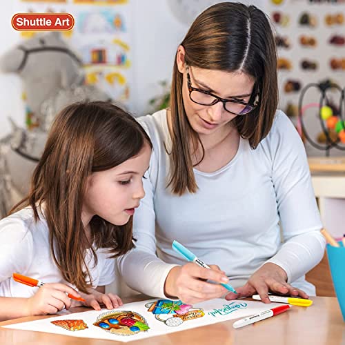 Shuttle Art Permanent Markers, 48 Colors Fine Point, Assorted Colors with Travel Case, Ideal for Adults Coloring Doodling on Plastic, Glass, Wood and Stone, Gift for Kids