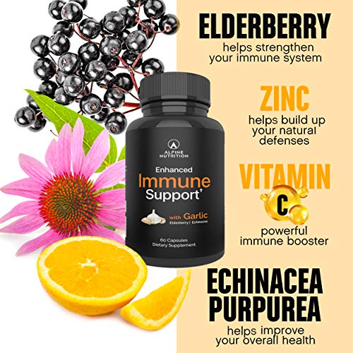 Immune Support Supplement with Zinc, Elderberry, Garlic, Echinacea