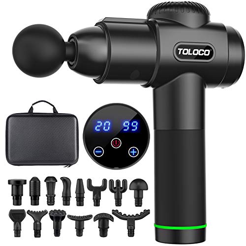 TOLOCO Massage Gun, Upgrade Percussion Muscle Massage Gun for Athletes, Handheld Deep Tissue Massager (Black)