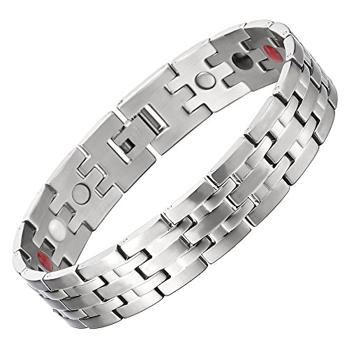 COOLSTEELANDBEYOND Men's Magnetic Bracelet - Stainless Steel Gold & Black Finish - Adjustable With Link Tool - View #4