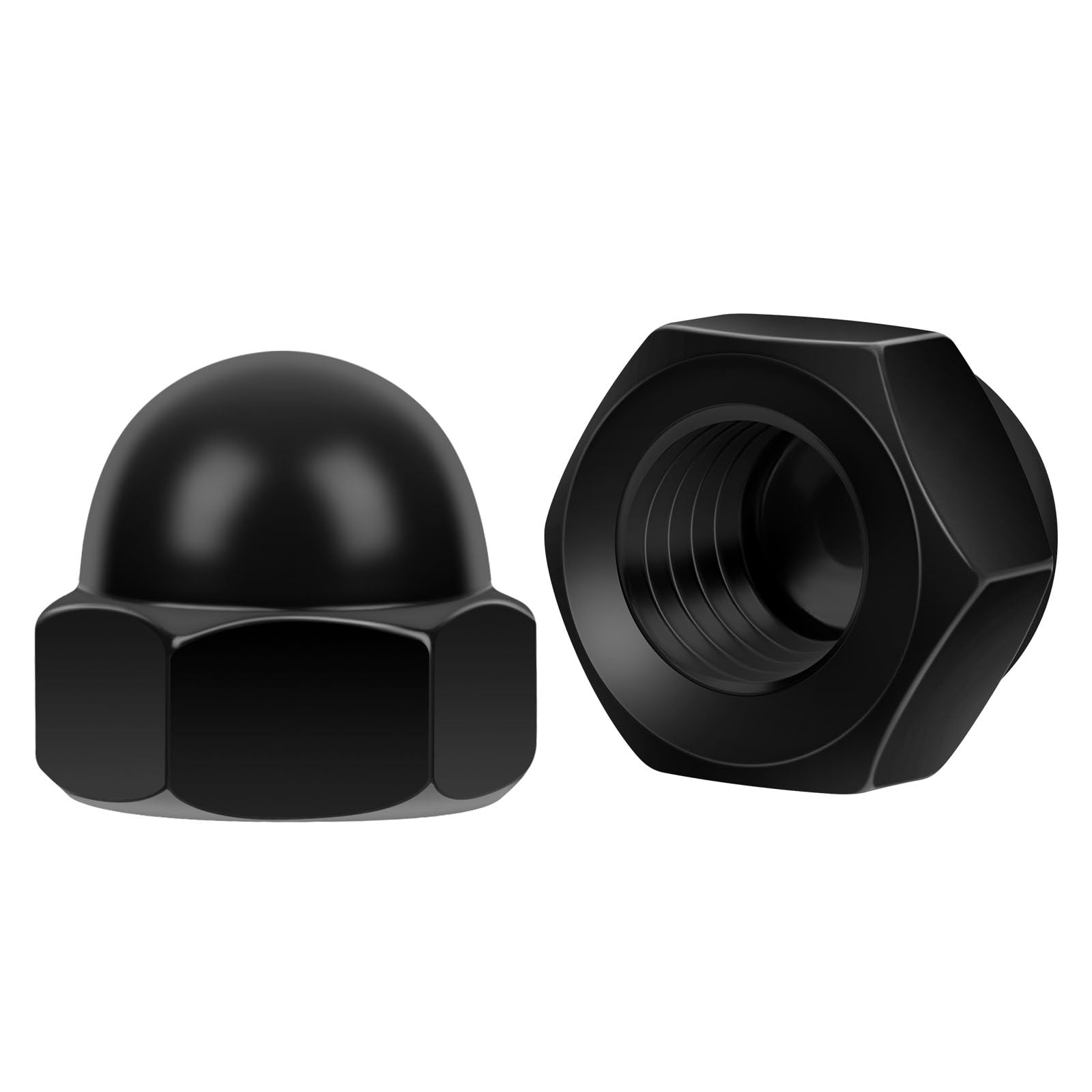 View 1 of #8-32 Acorn Cap Nuts, 30 PCS Black Coating Acorn Dome Cap Nuts, Hex Drive, Stainless Steel 304