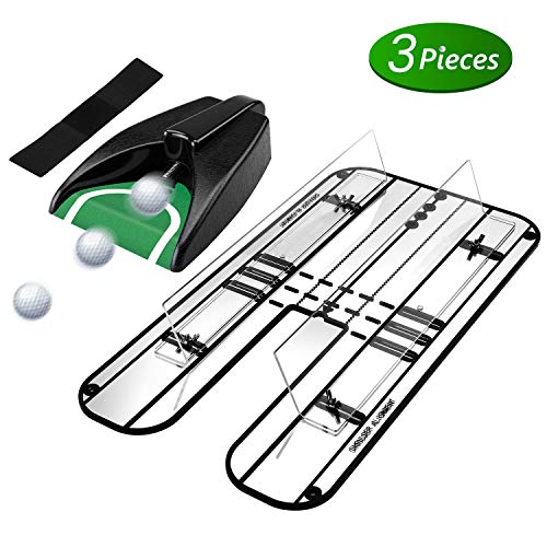 Ulalov 3 Pieces Golf Putting Alignment Mirror, Golf Training Aids for Beginner, Golf Putting Practice, Putting Golf Set with Putting Mirror, Golf Automatic Putting Cup, Arm Band