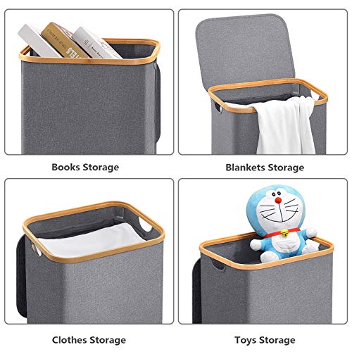 BRIAN-DANY-Laundry-Hamper-with-Lid-Bamboo-Dirty-Clothes-Basket-with-Handle-Waterproof-Collapsible-Laundry-Hamper-Storage-for-Bedroom-Grey