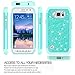 LeYi for Galaxy S6 Active Glitter Case with Tempered Glass Screen Protector [2 Pack], Cute Girls Women Dual Layer Protective Phone Case for Samsung Galaxy S6 Active SM-G890 Mint (Not Fit Galaxy S6)