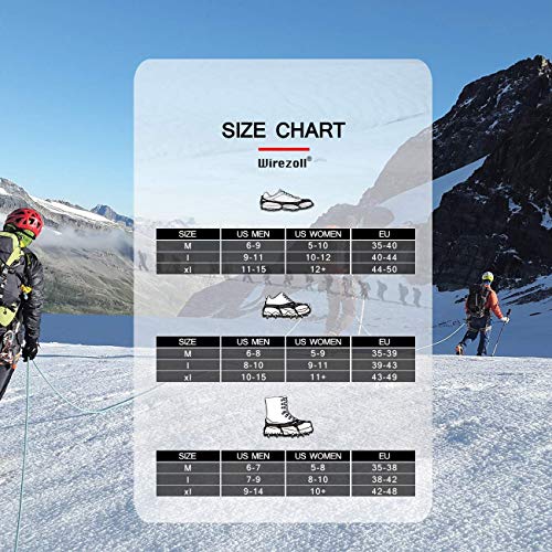 Wirezoll Traction Cleats, Upgraded Version of 19 Teeth Stainless Steel Spikes for Walking, Jogging, or Hiking on Snow and Ice -1 Pair(19 Teeth Black, Medium) - Thumbnail 3