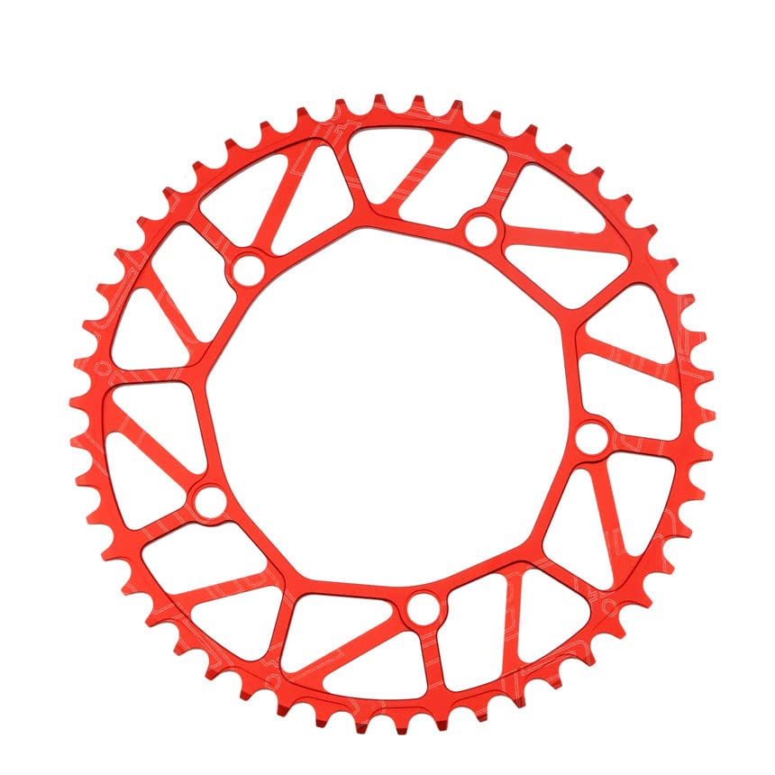 London Craftwork 130BCD Bicycle Chainring Crank Single Disc 130BCD 50 52 54 56 58T for Most Bicycles Road Bikes Mountain Bikes (52t, red)