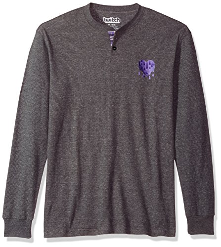 Twitch men s bleedpurple thermal henley (medium, grey)