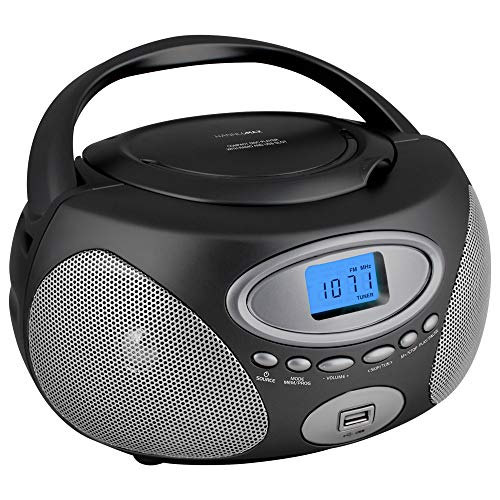 HANNLOMAX HX-311CD Portable CD/MP3 Boombox, PLL AM/FM Radio, USB Port for MP3 Playback, Aux-in, LCD Display, AC/DC Dual Power Source(Grey)