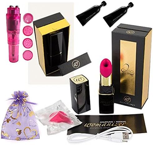 Womanizer [ 2-G-O Black ] Discreet Lip Stick Design Rechargeable Touchless Technology Massager ( Also Includes B. Brand Bundle Kit )