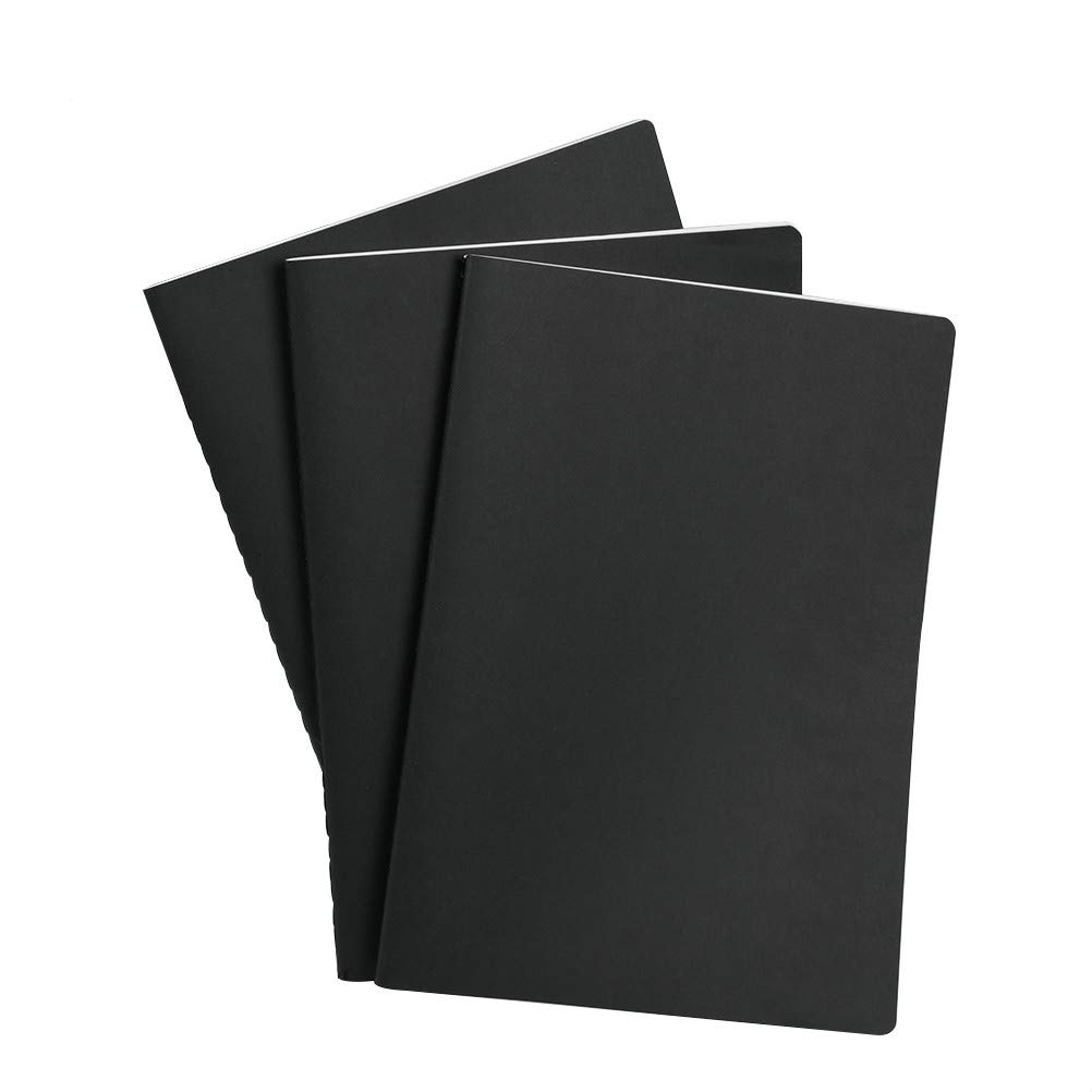 DODUOS 3Pcs A4 Sketch Notebooks Kraft Cover 80 Pages Starter Sketch Notebooks Blank Sketch Book Artist Sketches Books with White Cartridge Paper Sketch Pad Art Notebooks for Mixed Media Use (Black)