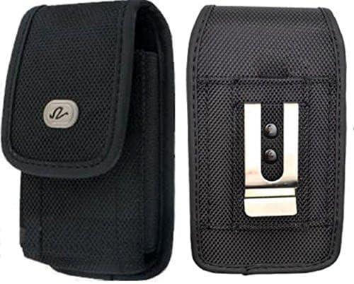 Vertical Rugged Canvas Case Cover Holster with Fixed Belt Clip and Belt Loop FOR Lenovo A7000 Turbo* Fits phone w/ DUAL Thick Layer Case on it *
