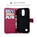 YOKIRIN LG K20 Plus Case, LG K20 V Case, LG K10 2017 Case, Wrist Strap Flip Kickstand PU Leather Wallet Cover Embossed Floral Butterfly with ID&Credit Card Holder 3D Elephant Dust Plug, Rose