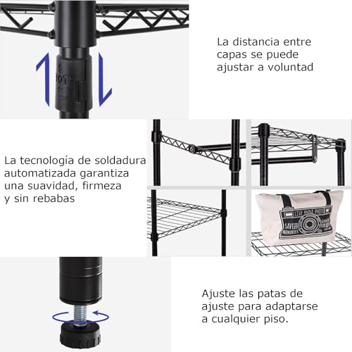 LONEASY Organizador de Metal para Ropa Armario, Perchero de Pie, Closet Organizador de Ropa Multifunción, Estante de Ro pa para Balcón, Dormitorio y Lavandería (114x42x195CM)