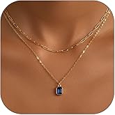 ALRNBY 18K Gold Plated Layered Necklace for Women Dainty Crystal Necklace Paperclip Choker Chain Vintage Jewelry Gifts Birthstone