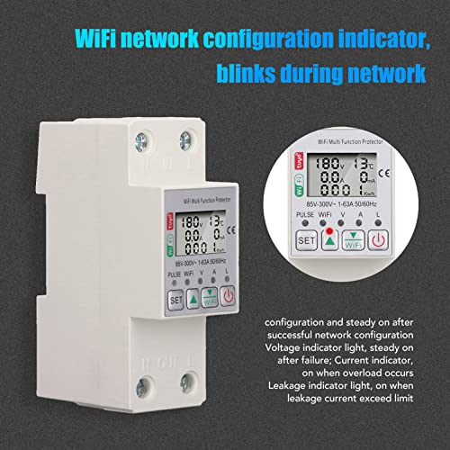 Inalámbrico 63A WiFi Smart Power, Interruptor de Disyuntor Inteligente WiFi Interruptor de Medidor de Potencia Inteligente WiFi Interruptor de Medidor con Medición y Disyuntor