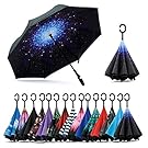 Spar. Saa Double Layer Inverted Umbrella with C-Shaped Handle, Anti-UV Waterproof Windproof Straight Umbrella for Car Rain Outdoor Use
