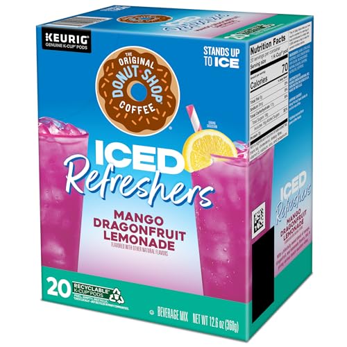 THE ORIGINAL DONUT SHOP ICED REFRESHERS, MANGO DRAGONFRUIT LEMONADE FLAVOR, KEURIG SINGLE SERVE K-CUP PODS, 20 COUNT
