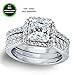 MABELLA Princess Sterling Silver Cubic Zirconia Wedding Engagement Ring Set Gifts for Women