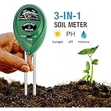 Soil Moisture Meter, CHINFAI 3-in-1 Soil PH Meter For Moisture, Light &amp; pH,Indoor/Outdoors High Accurate &amp; Easy Read Indicator (No Battery Needed)