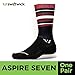 Swiftwick - Aspire Seven, Crew Socks for Cycling, Stripe Black Red Gray, Medium