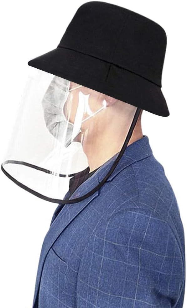 Anti Saliva Protective Hat with Clear Face Shield Full Face Isolation Hat Anti-Pollution Bucket Hat Safety Hat 2in1 Protection Hat for Men Women Outdoor Camping Fisherman Hat