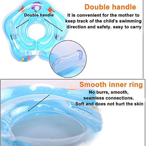 Baby Swimming Neck Float Ring, 2019 Thicken Kids Swim Ring with Inflatable Double airbag Summer Water Sport Bathtub Pool Toys for Infant Toddler Swim Trainer 0 Months to 18 Months (Baby Ring Blue)