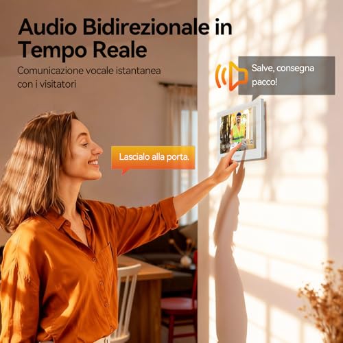 TMEZON Y70 Smart 2-Wire Video Intercom, Two Monitors and External Doorbell with Camera, APP/RFID Unlock Card, Detect Intelligent Human Movement, Two-Family