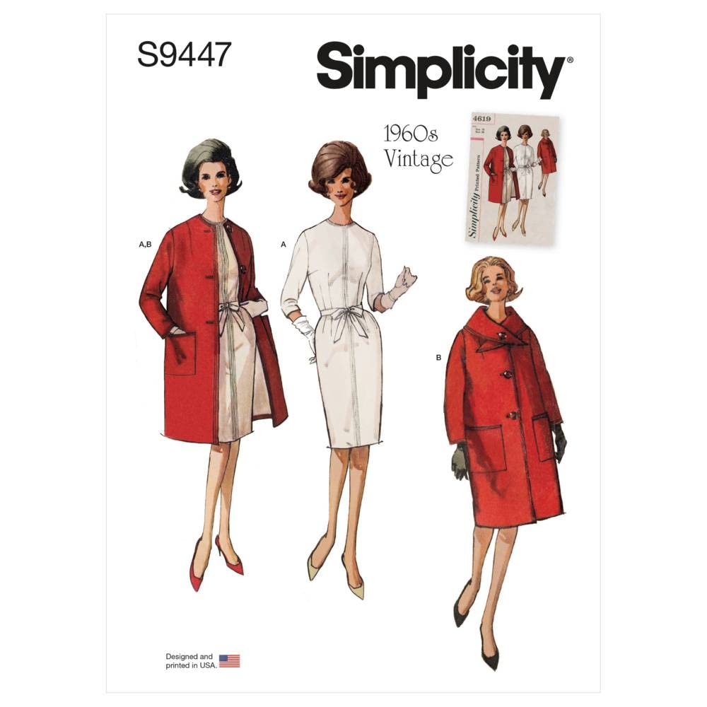 Simplicity Sewing Pattern S9447 Misses' Dress, Coat and Scarf