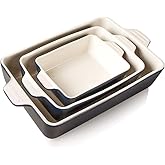 Sweejar Ceramic Bakeware Set, Rectangular Baking Dish for Oven Lasagna Pans for Cooking, Kitchen, Cake Dinner, Banquet and Daily Use, 11.8 x 7.8 x 2.76 Inches of Casserole Dishes (Navy)