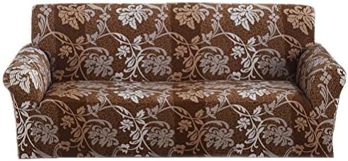 ANJUREN 1-Piece Printed Stretch Slipcover Soft Furniture Shield Protector Covers Anti-wrinkle Slipcovers For Chair Loveseat Sofa Polyester Spandex Fabric Without Pillow (Love seat, Coffee Flower)