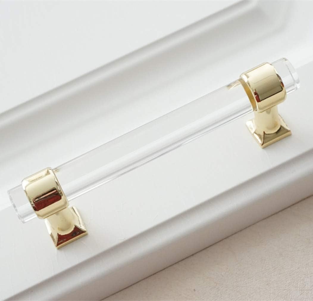 MOODSCUS 3.0" 3.78" 5.0" 6.3" Acrylic Cabinet Pulls Glass Look Lucite Drawer Pull Dresser Handles Gold 76 96 128 160mm,3.0"holecenters