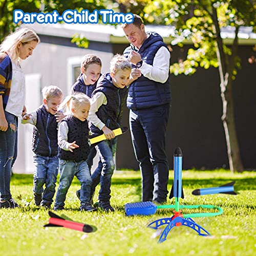 Bonbell Rocket Toy, 6 Rockets and 100 Feet Rocket Launcher for Kids, Durable Tripod Stand & Air Powered, Kids Outdoor Toy for Garden, Park, Birthday Gift for Boys Girls Age 3-12