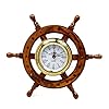 24" Wood and Brass Ship Wheel Clock | Captain's Maritime Beach Home Decor | Nagina International 51FXUaVodJL. SS100