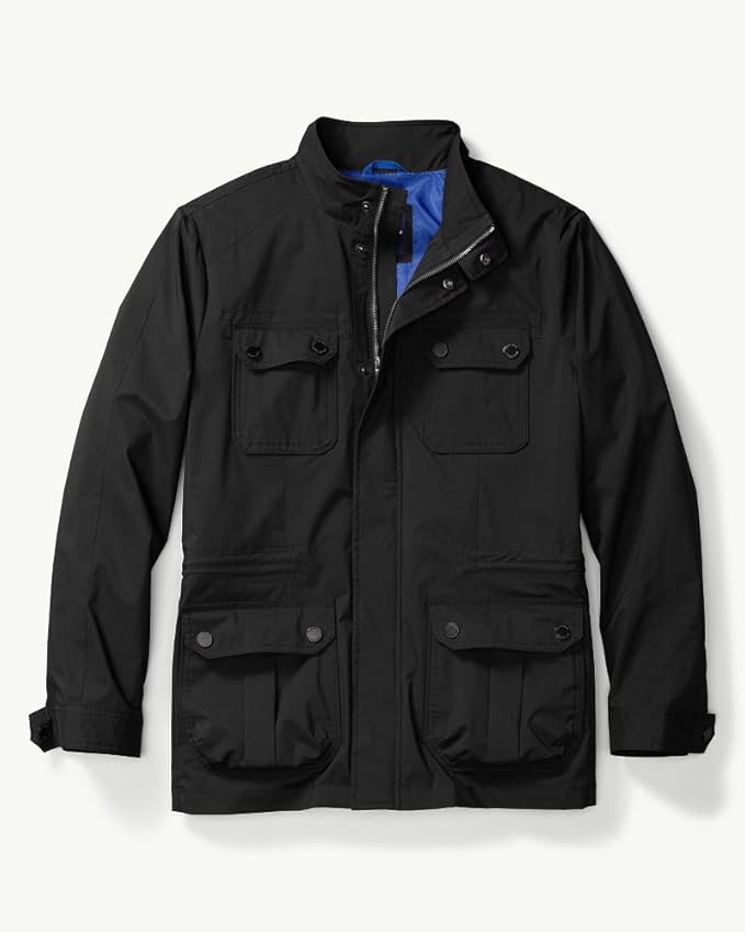 Tommy Bahama T514309 Mens Trinidad Water Resistant Jacket, Black XL