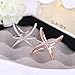Redbarry Trendy Cross X Shaped Mid Finger Rings with Tiny CZ Paved in 18k Rose Gold Plated, Size 8