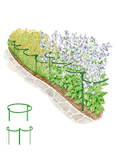 KRISMYA Garden Support Stake, 2-Pack Metal Half Round Garden Plant Support Ring Hoop, Border Support, Plant Support Ring Cage for Rose Hydrangea Vine (10" Wide x 15.8" High) - Thumbnail 3