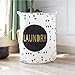 DOKEHOM 19.7-Inches Large Laundry Basket, Waterproof Round Cotton Linen Collapsible Storage Basket (Black, L)