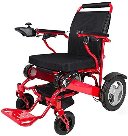 YHANX Electric Wheelchair Folding Lightweight Aluminum Alloy Lithium Battery Smart Elderly Disabled Wheelchair Car （250W*2） (Color : Red)