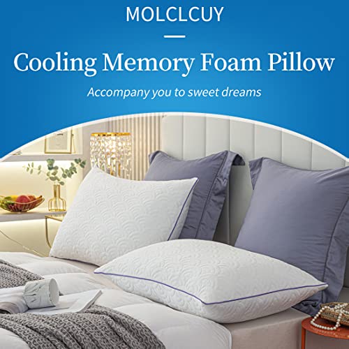 MOLCLCUY Memory Foam Pillows King Size Set of 2 Adjustable Cool Bamboo