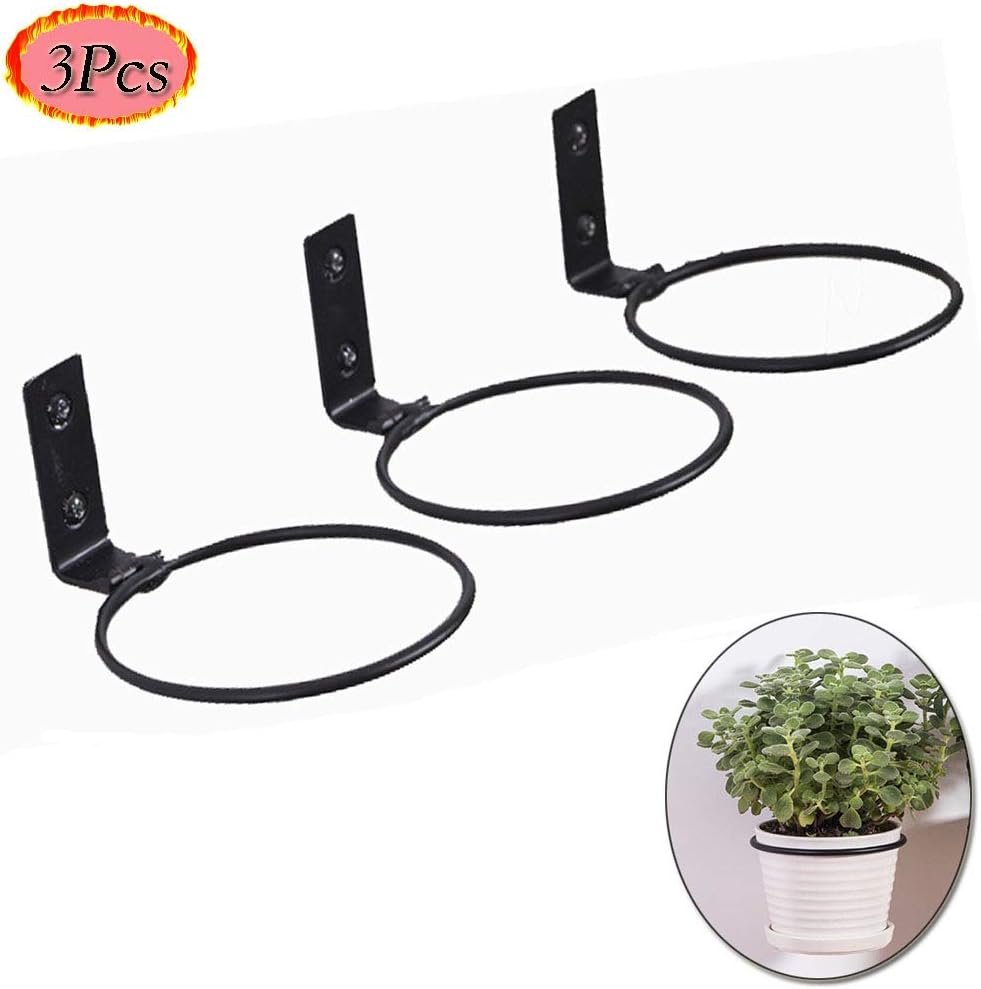 3Pack Flower Pot Wall Mount Ring, Metal Planter Hook