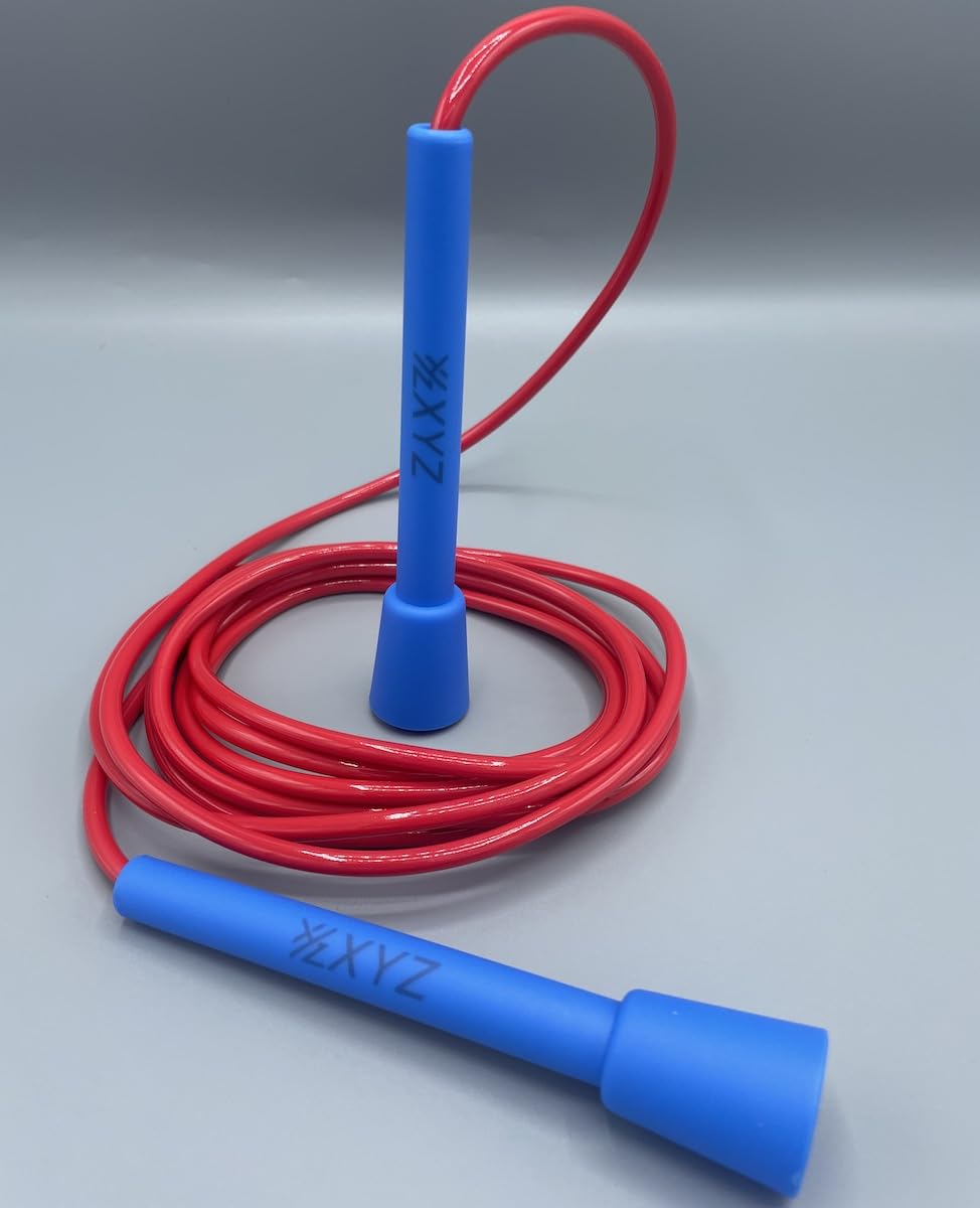 XYZ X3 10ft Adjustable Fitness Speed Rope - Cardio, Boxers, Boxing, Skipping, Speedrope, Martial Arts, MMA, Jump (Blue/Red)