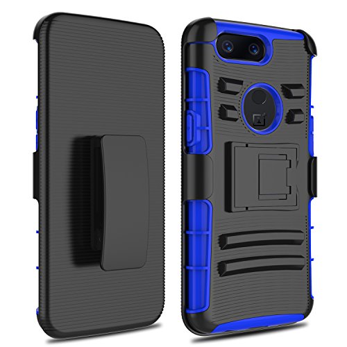 OnePlus 5T Case, Elegant Choise Holster Heavy Duty Armor Shockproof Full Body Rugged Protective Case Cover with Swivel Belt Clip and Kickstand for OnePlus 5T 6” 2017 (Blue/Black)