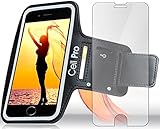 iPhone 7 Armband Bundle, Professional Man Woman Arm band for Running Fitness Gym, 4.7 Inches, Id, Credit Card, Money Holder, Key Pocket, With Screen Protector Tempered Glass Included