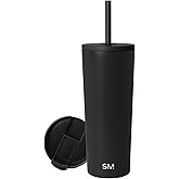 Simple Modern Insulated Tumbler with Lid and Straw | Iced Coffee Cup Reusable Stainless Steel Water Bottle Travel Mug | Gifts for Women Men Her Him | Classic Collection | 24oz | Midnight Black
